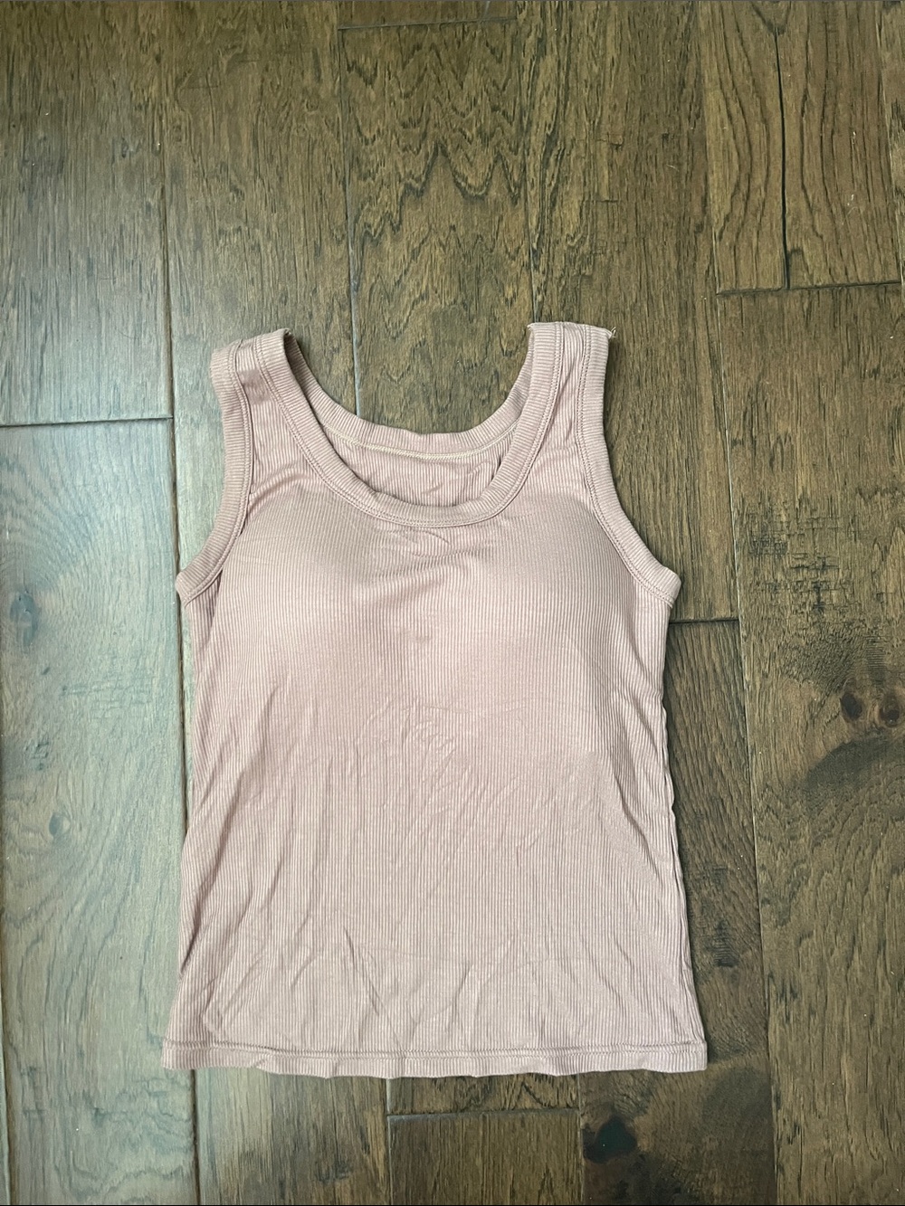Women’s Ribbed Tank Top in Dusty Pink built-in bra xs